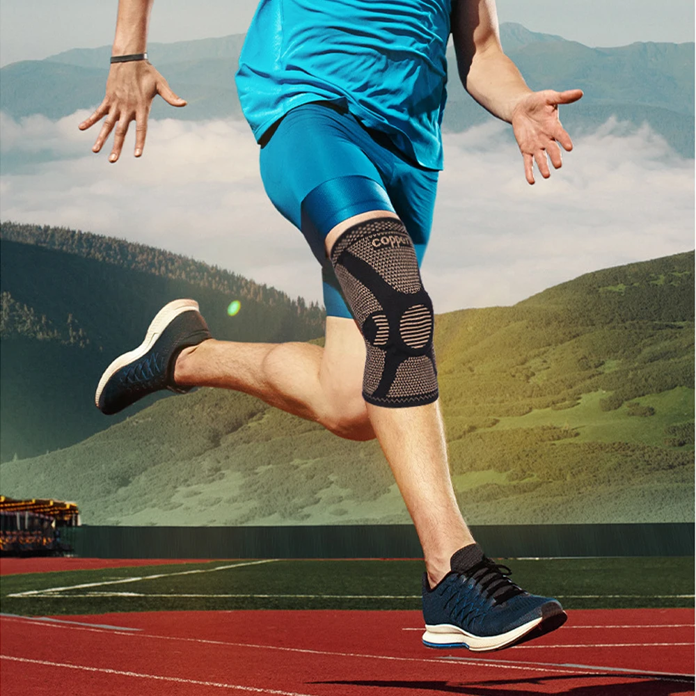 1Pair Copper Knee Brace, Knee Compression Sleeves Support for Men & Women-Pads for Running, Meniscus Tear, ACL, Arthritis