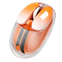 Transparent Gradient Tri - Mode Wireless Mouse - Rechargeable Silent Mouse (Orange)