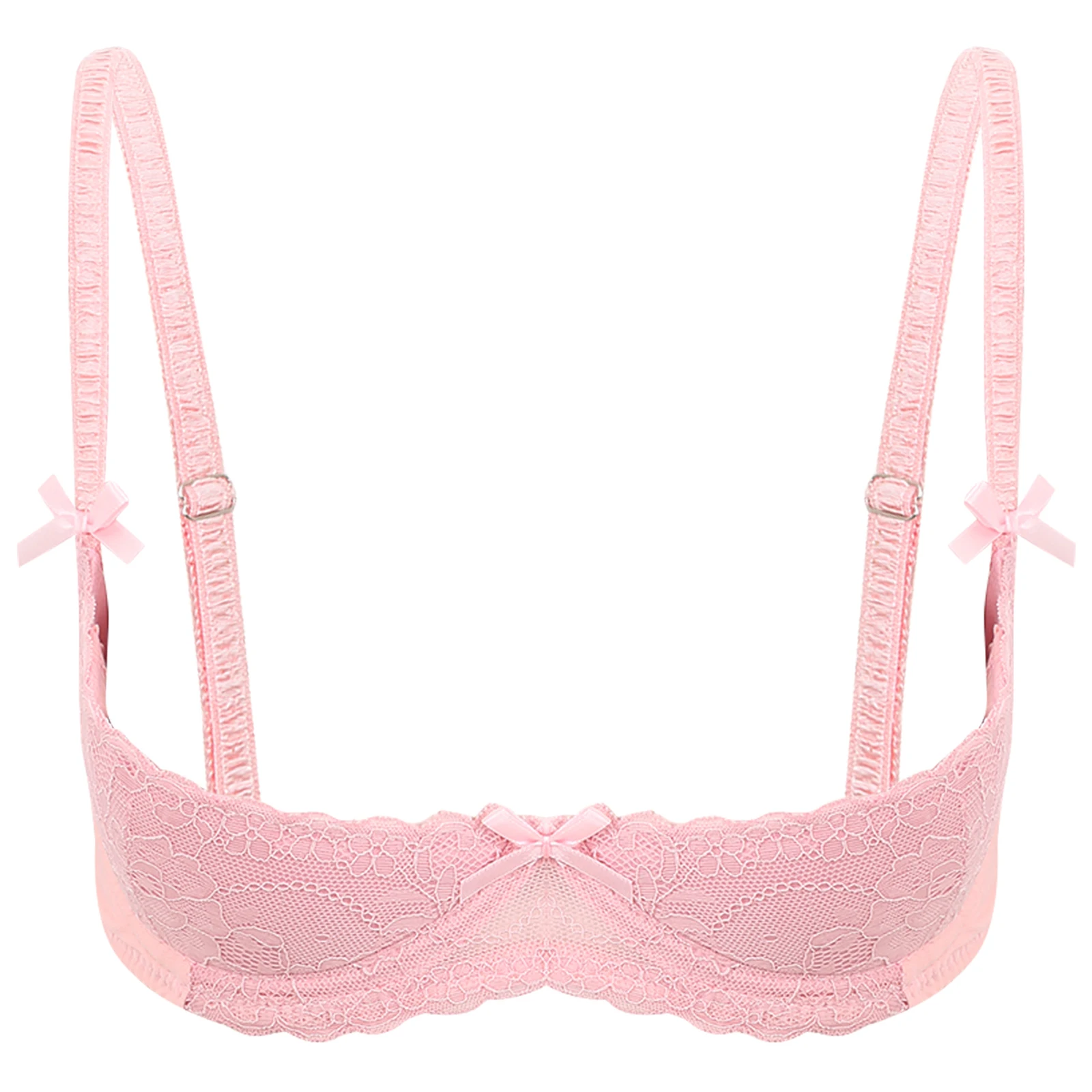 Womens Sexy Lace Bras Open Breast Exposed Bra Lingerie 1/2 Cup Push Up Underwire Hot Brassiere Sponge Padded Brassiere Underwear