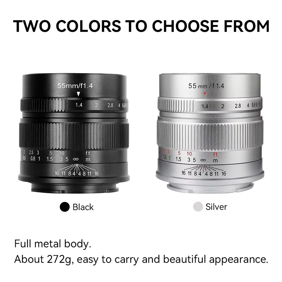 7artisans APS-C 55mm F1.4 대구경 수동 초점 미러리스 카메라 렌즈 ( E, 후지필름 XF 마운트, 인물 사진 촬영용)