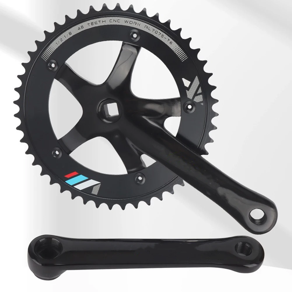 

Mountain Bike Single Speed Crankset Alumniun Alloy Fixed Gear Bicycle Folding Bicycle Square Taper, Sprocket 48T 1656mm