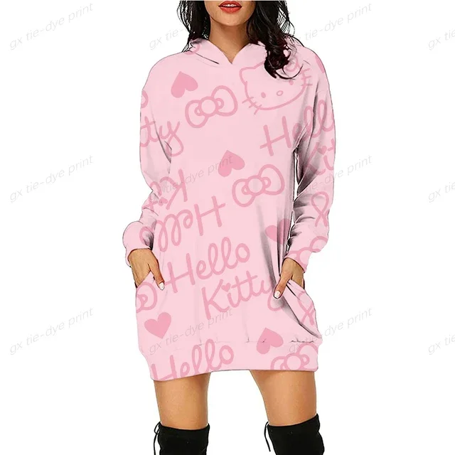 thumbnail image 1 of Sudadera con capucha con estampado de HELLO KITTY para mujer, primavera y otoño, sudadera Y2K, informal, cuello redondo, manga larga, sudaderas largas e informales, 1 of 5