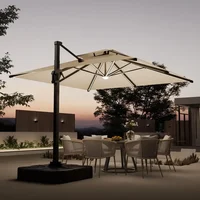 10 FT Cantilever Outdoor Patio Umbrellas with Solar Powered Led Lights, Free-motion Track Tilt Large Rectangle Umbrella 1