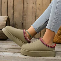 2024 New Women's Wool Slippers Warm Platform Wool Low-top Snow Boots Slippers Women's Outdoor Anti-Slip Boots Shoes for Women 5