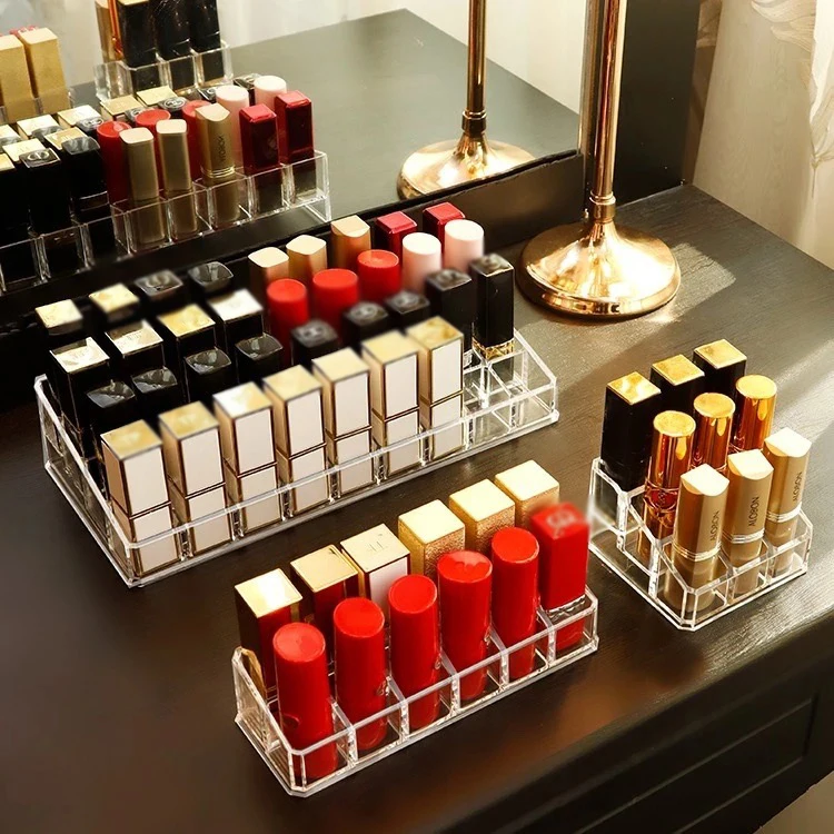 Boîte acrylique 24 grilles de rouge à lèvres, boîte de rangement de maquillage, boîte de rangement de rouge à lèvres, organisateur de vernis à ongles, support d'affichage, boîte d'organisation cosmétique