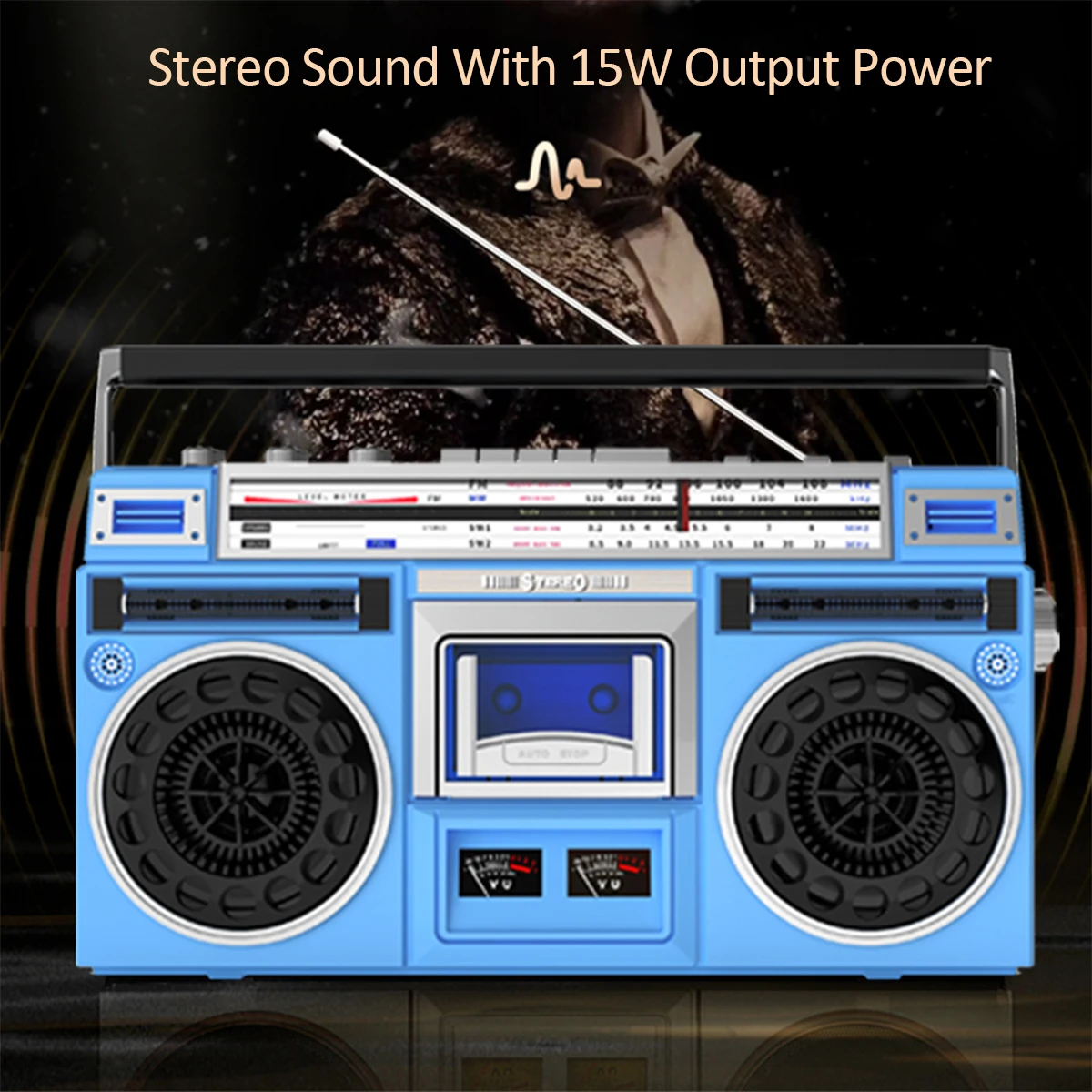 Boombox Radio Cassette Player Recorder, AM/FM -SW1/SW2 Radio, Wireless Streaming, USB/Micro SD Slots,Convert Cassettes to USB