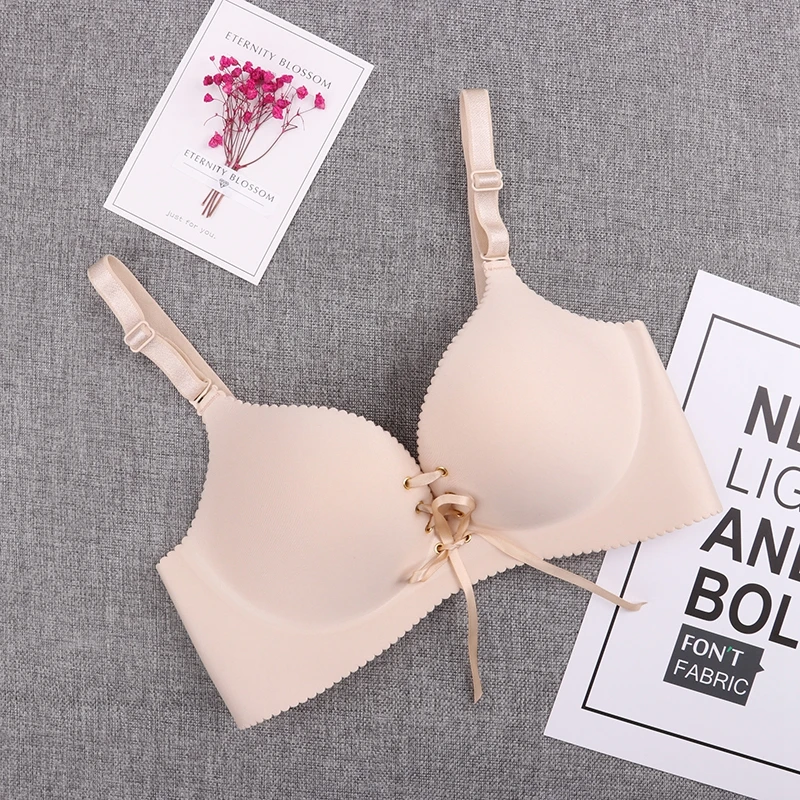 Women Push Up Bra Sexy Wire Free Lingerie Seamless Brassiere Intimates Underwear Female Deep V Bowknot Bralette Bra - Image 4