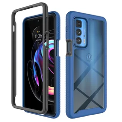 Hybrid TPU/PC Sky Case - Rugged Two-Layer Shockproof Shell Cover for Moto Edge 20Pro (Dark Blue)