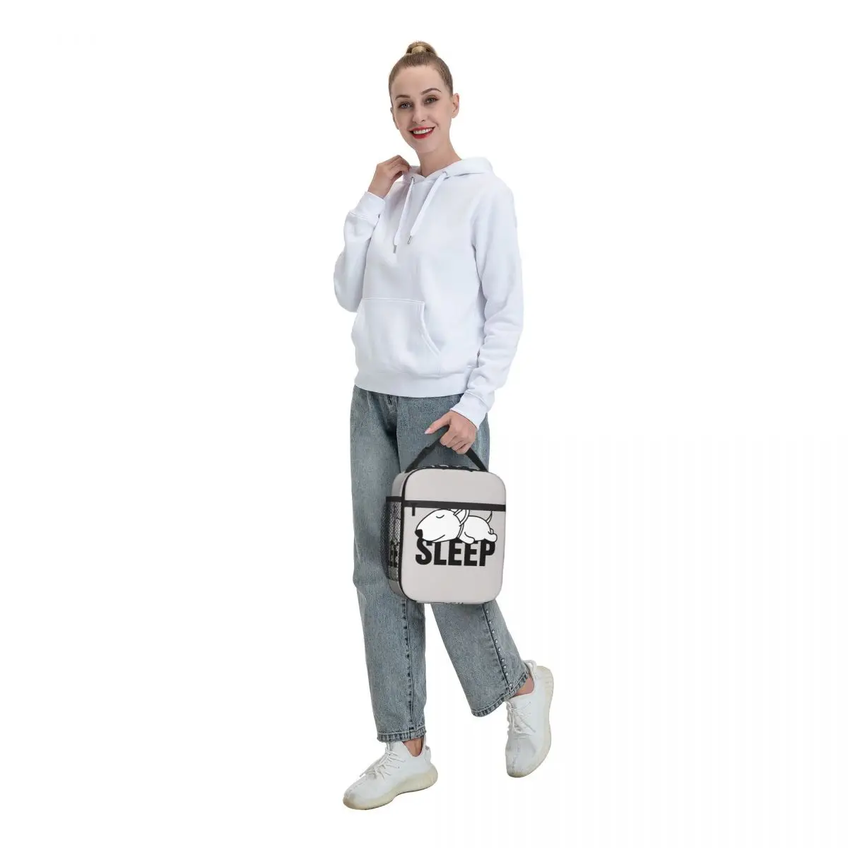 Sleeping Bull Terrier Dog Thermal Insulated Lunch Bags Women Cartoon Animal Resuable Lunch Tote for Kids School Storage Food Box