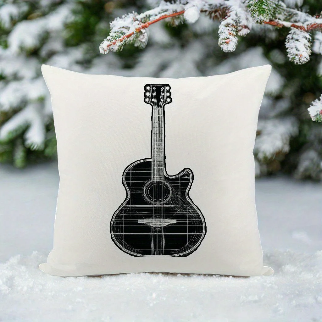 Guitar Sketch Pillow - Modern Home Decor, Adds Musical Charm, Artistic Style, and Creative Inspiration to Your Living Space 3