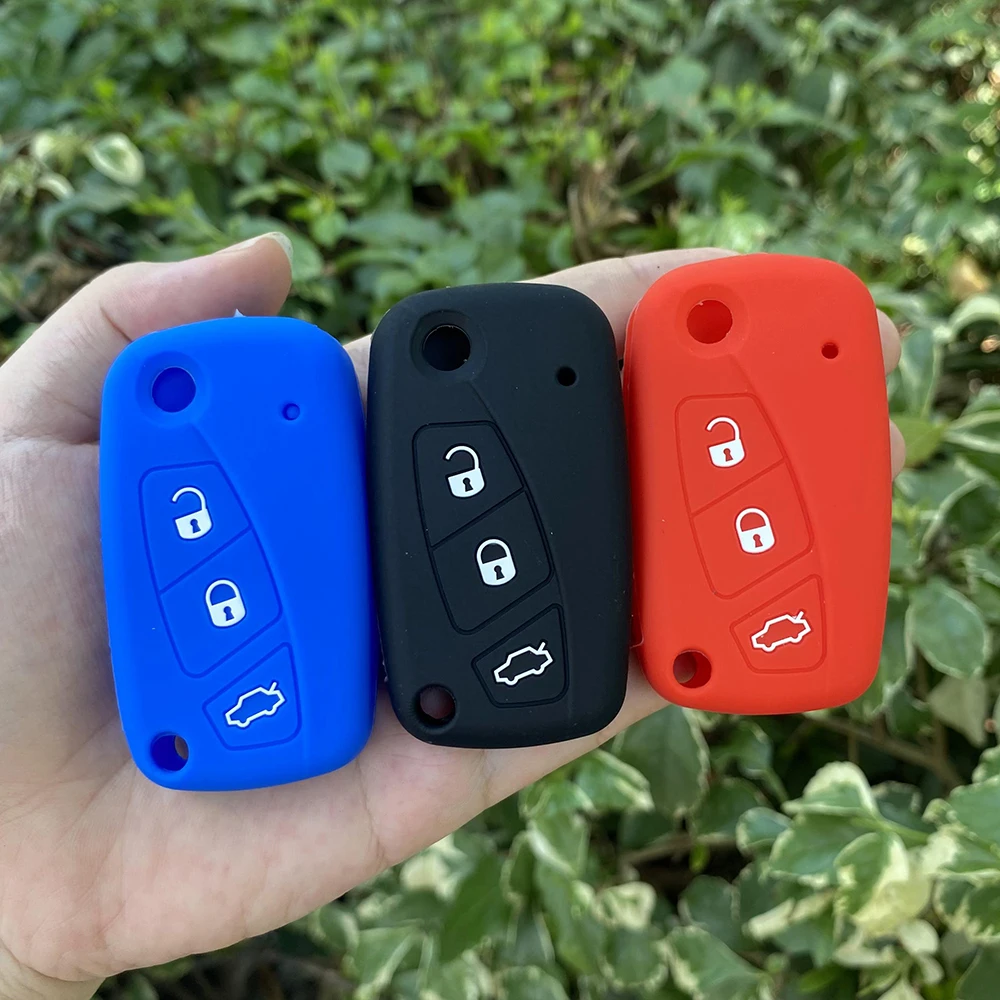 Silicone Car Key Case Cover for FIAT Panda Stilo Punto Doblo Grande Bravo 500 Ducato Minibus 3 buttons key key case cover key case car key shell