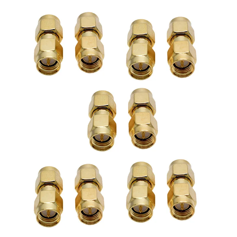 Lot 10pcs New Brass Connector Adapter SMA Male Plug to SMA Male Plug RF Coaxial Converter Straight Drop Shipping creativity pc4 m10 male straight pneumatic tube push fitting connector for cr 10 series ender 3 bowden extruder 3d printer