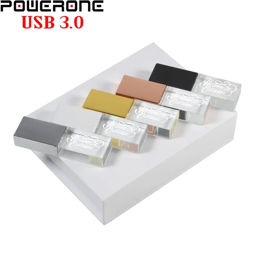 무료 로고 USB 3.0 플래시 드라이브, 128GB 크리스탈 메모리 스틱, 64GB 고속 펜 드라이브, 32GB 결혼 선물, 16GB U 디스크, 8GB