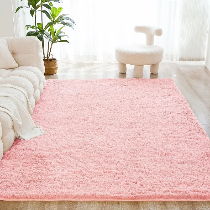 Fuzzy Area Rug for Living Room Bedroom, White Shag Furry Rug for Nursery Kids Girls Boys, Ultra Soft Plush