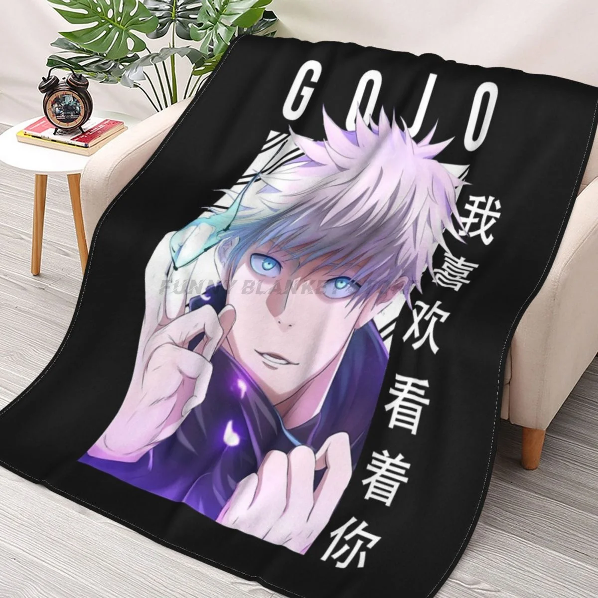 

Jujutsu Kaisen Satoru Gojo Anime Throws Blankets Collage Flannel Ultra-Soft Warm picnic blanket bedspread on the bed