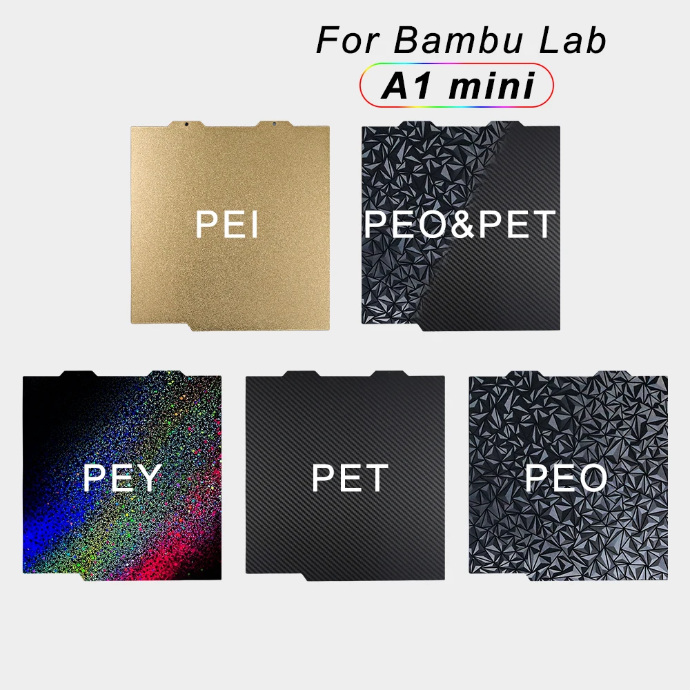Per Bambu Lab A1 Mini Textured Pei Sheet 180X180 Build Plate Double Sided Carbon Spring Steel Sheet Stampante 3D Per Bambulab