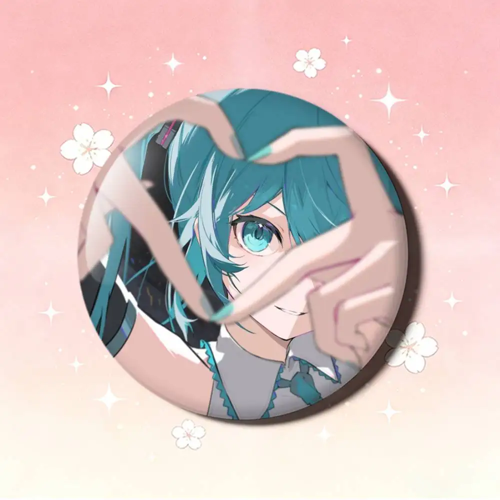 애니메이션 M-MIKU 레이저 배지 크리에이티브 핀 브로치 가방 옷 모자 장식 선물 팬 수집품