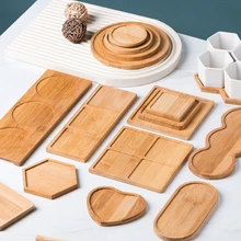 Wooden Tray Bamboo Bathroom Soap Liquid Cosmetics Bottles Organizer Kitchen Seasoning Coaster Potted GardenTray Cosmetic Holder
