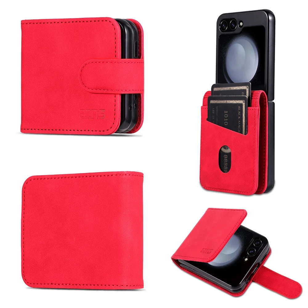 Leather Flip Wallet Case with Kickstand and Card Pockets - Anti-Fall Protection Phone Cover