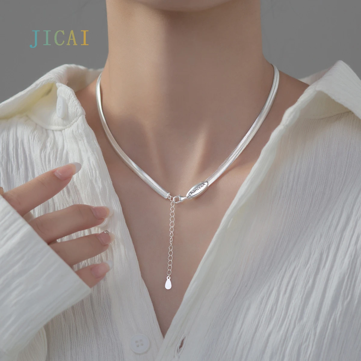 Цепочка JICAI из серебра 925 пробы с буквенным принтом женская цепочка на шею роскошное украшение на шею