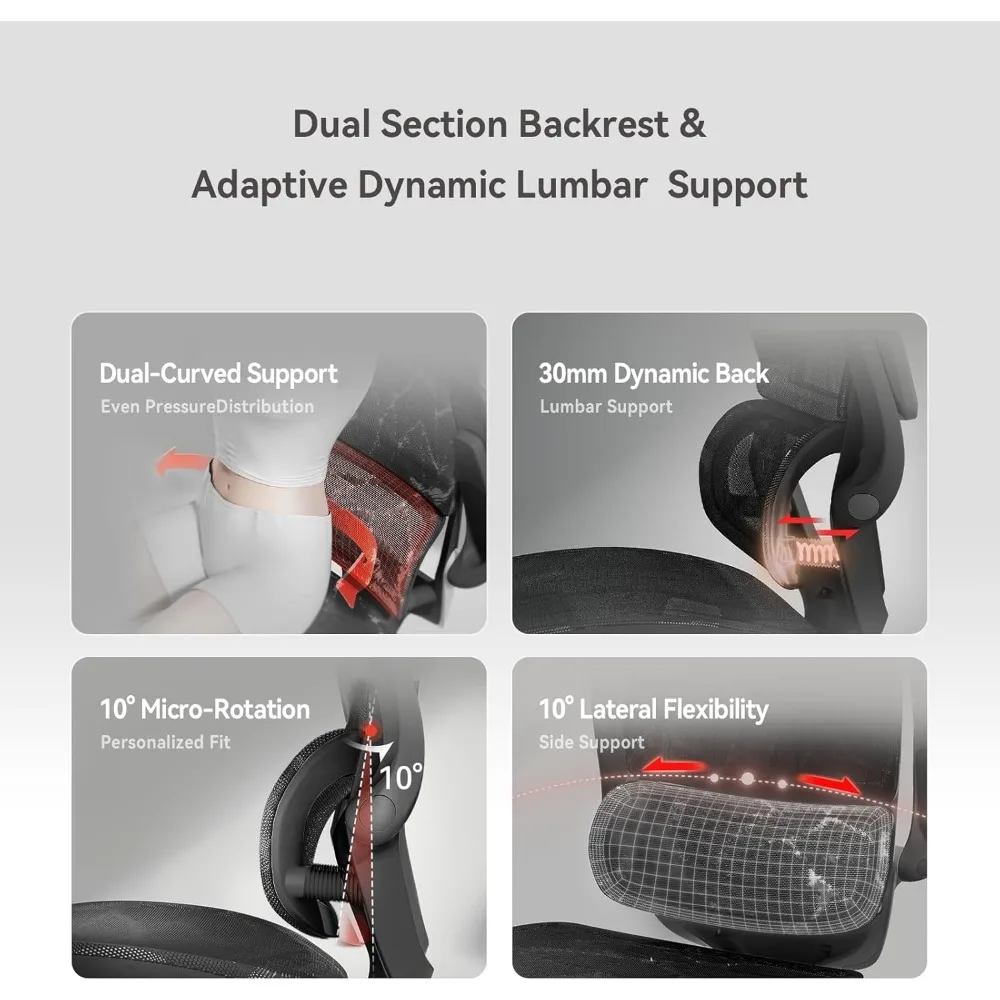 M59AS Ergonomic Office Chair, Desk Chair with 3D Flip-up Armrests, Computer Chair with Dual Back Design and Adaptive Dynam 5