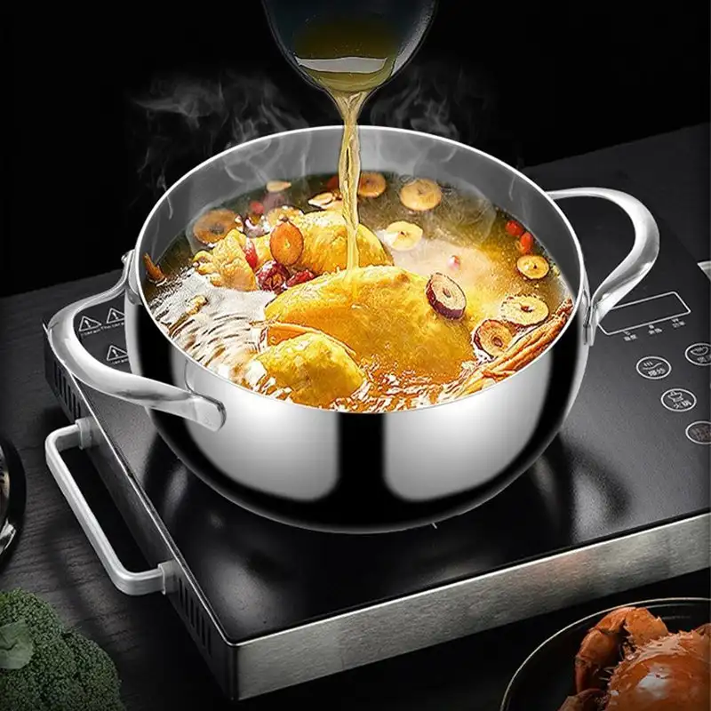 

Stainless Steel Stock Pot with Lid Large Capacity Stockpot Soup Bucket Sauce Pot Soup Pot Steamer Cookware Kitchen Tools 24cm