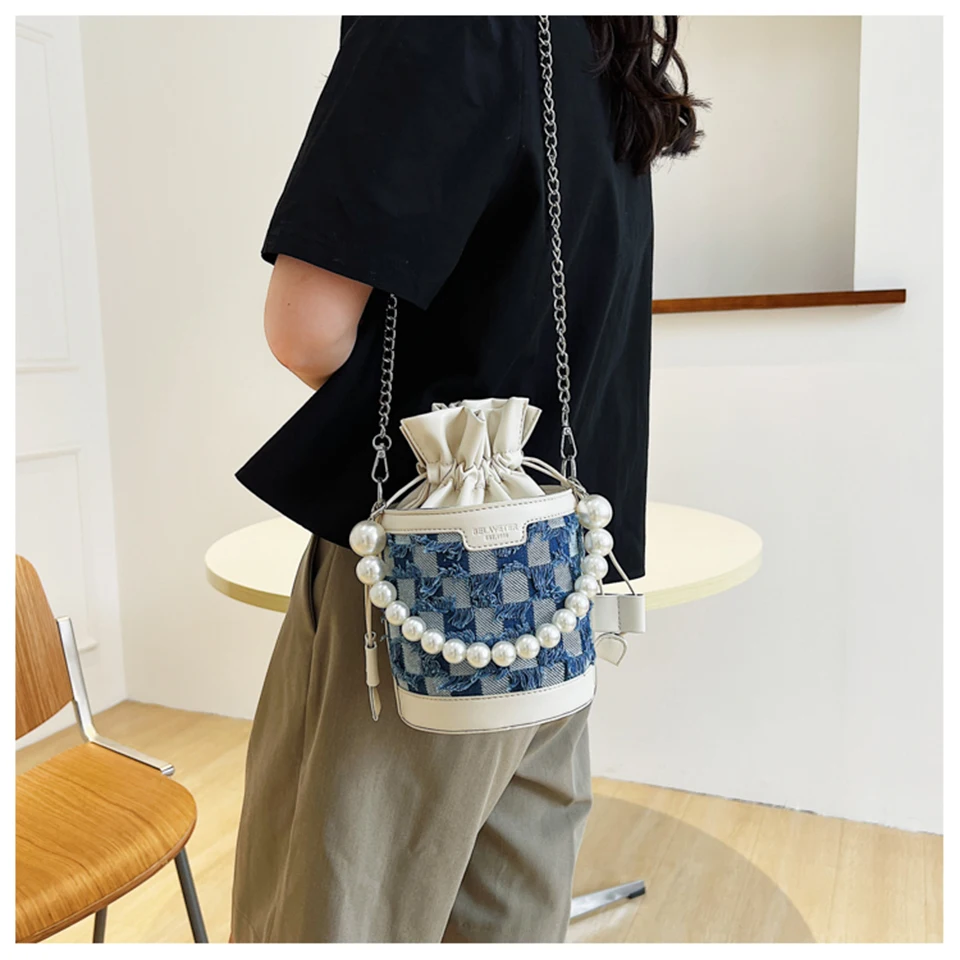 Personalized Bucket Bag 2022 New Women's Handbag Trend  Single Shoulder Cross Bag Niche Design Casual Fashion Denim Small Bag