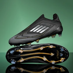Men's Non - Slip Breathable Soccer Cleats - Comfortable Long Spikes for Outdoor Training & Matches (BlackGold - FG)