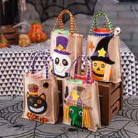 Halloween Funny Sugar Bag Decorations Cartoon Pumpkin Hemp Handbag Ghost Party Kindergarten Halloween Scene Arrangement Storage 1