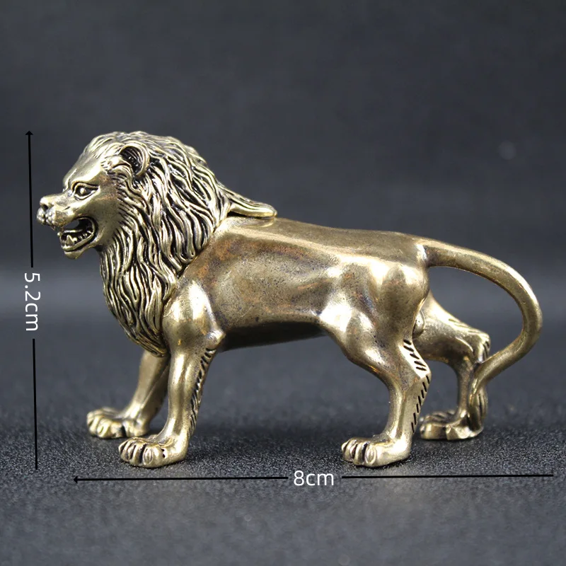 Elegant Brass Lion Statue Decorative Ornament