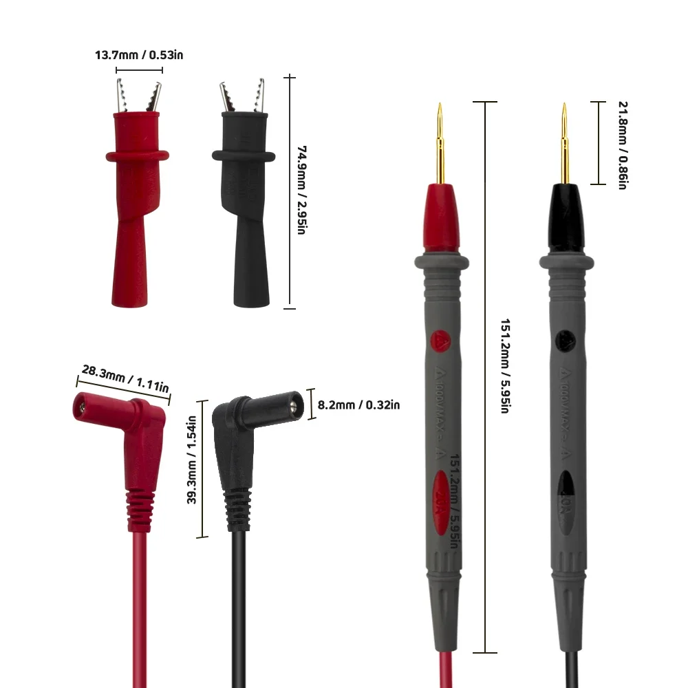 Digital Multimeter 1000V 20A Universal Needle Tip Probe Test Leads Pin for FLUKE for Vichy Digital Meter Tester Probe Silicone Wire Cable pen