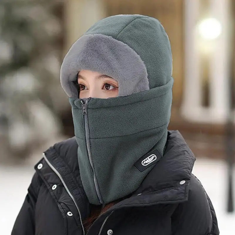 Head Face Neck Integrated Cycling Warm Hat Winter Outdoor Cycling Thick Plush Scarf Windproof And Cold Proof Warm Face Mask