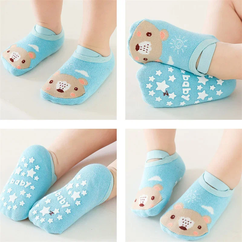 0-3Years Newborn Baby Girls Boys Socks Non Slip Cotton Cartoon Print Kids Socks For Boys Girls Toddler Floor Sock Spring Autumn 3
