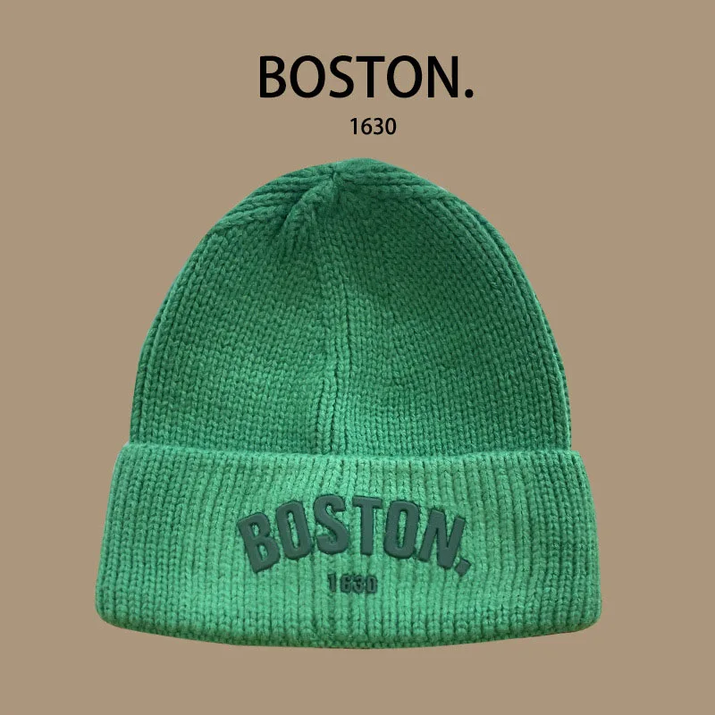 Kids/Adlut Beanies American Retro Wool Knitted Hat Pupolar Letter Boston Casual Street Boy's or Girl Winter Warm Cold Hats Male 4