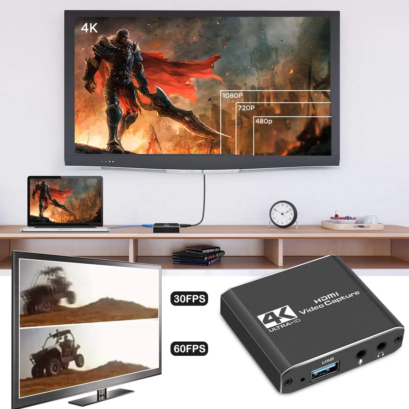 HDMI 4K, 1080p, 60fps, gravador para Nintendo