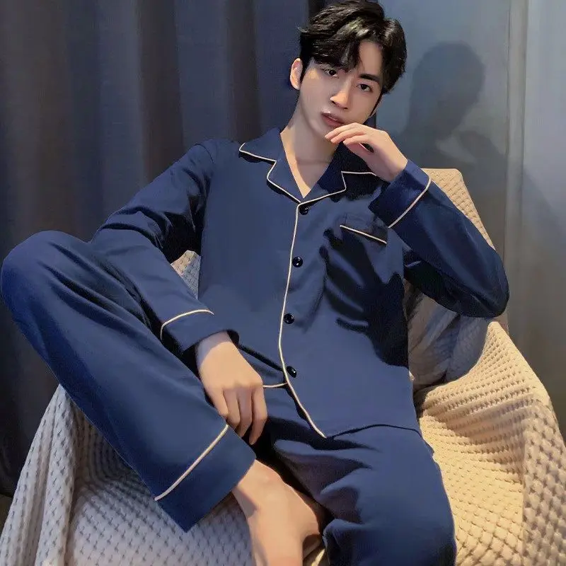 

Sense of Advanced Pajamas Men's Spring and Autumn Pure Cotton Long Sleeve Casual Suit Loungewear Can Be Worn Outside Pajama Set