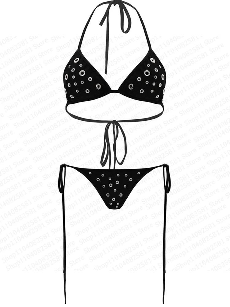 Y2k Gothic tight corset from the 2000s backless  sleeveless hot and spicy Emo girl crop top summer bikini set beach vest party