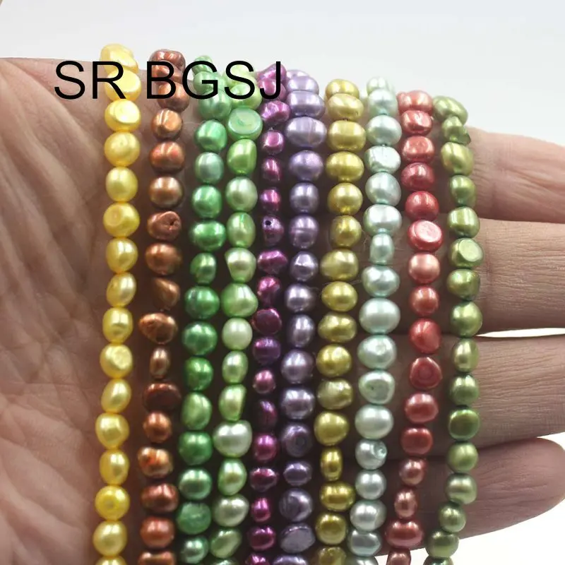 5-6Mm Prezzo Di Fabbrica Patata Barocca Perla Naturale Gioielli D'Acqua Dolce Che Fanno Piccole Perline 15"