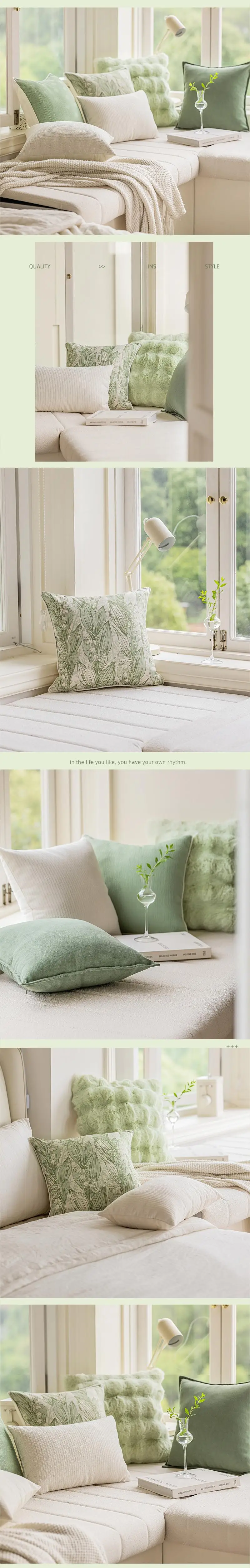 Französisch grün Kissen bezug 45x45 Creme Stil Matcha grün Kissen bezug einfache Kissen bezug weiches Dekor Wohnzimmer Cojines – Detail 3