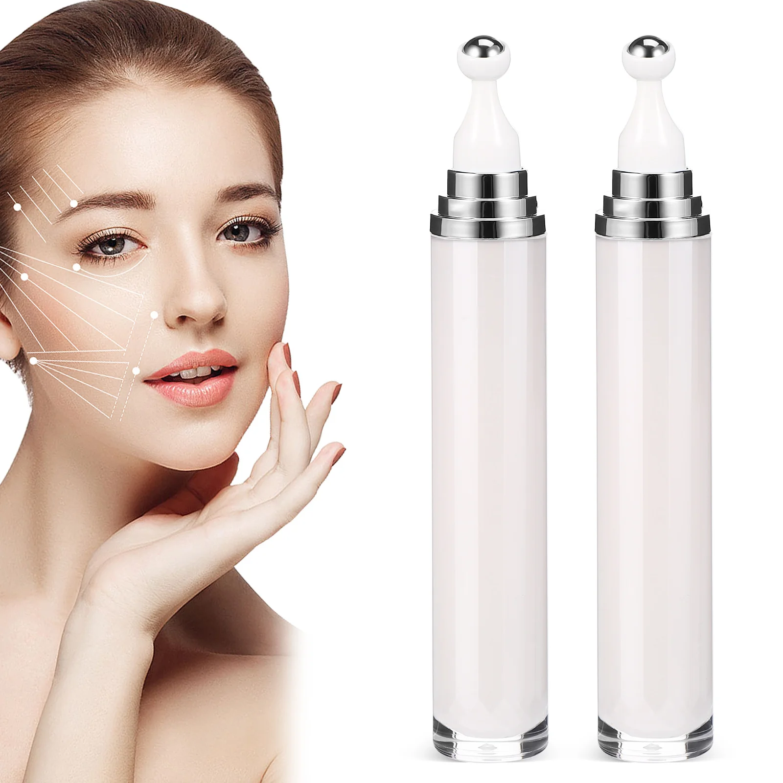 

2 Pcs Eye Cream Container Roll-on Bottle Roller Ball Perfume Small Bottles Rollerball Empty Plastic For Essential Oils Sample