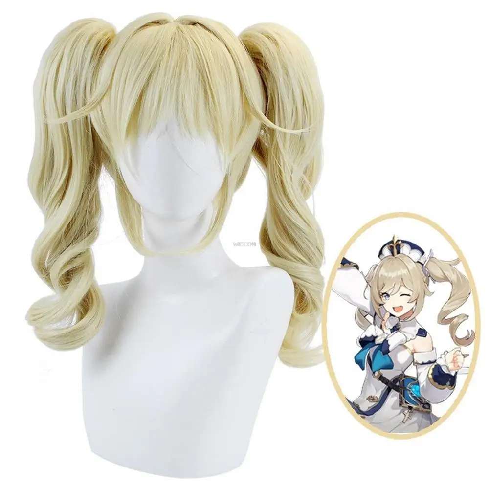 

Game Genshin Impact - Barbara Gunnhildr Cosplay Wig Long Curly Ponytails Wig Heat Resistant Synthetic Hair Cosplay Costume Wigs