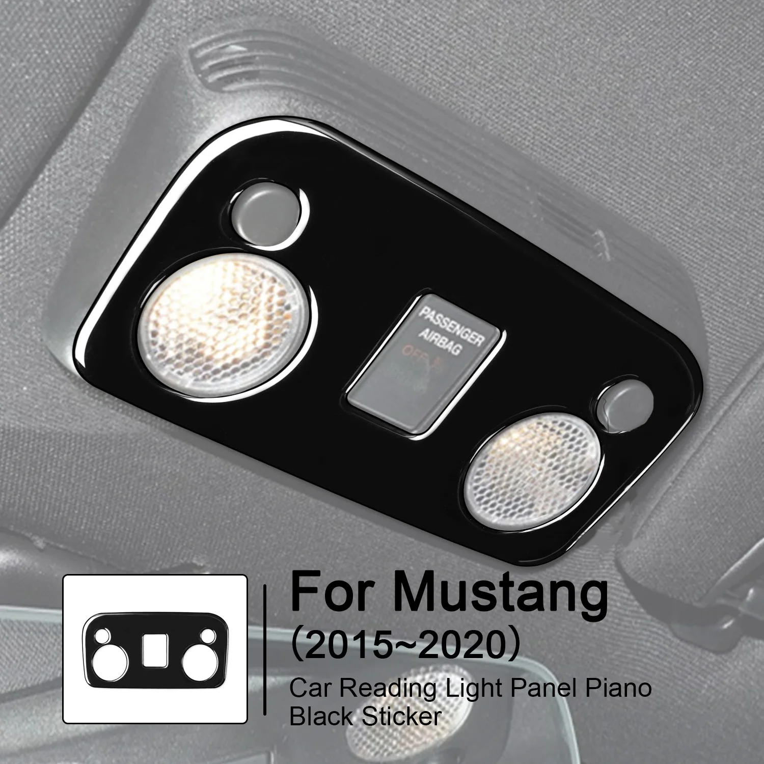 

Car Reading Lamp Light Panel Piano Black Sticker For Ford Mustang 2015 2016 2017 2018 2019 2020 Interior Styling Accessories