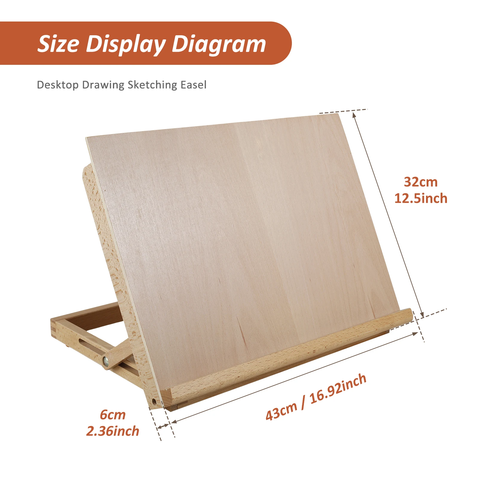Art Easel Large Drawing Board Solid Wood Tabletop Painting Holder Adjustable Angle Folding Drawing and Sketching