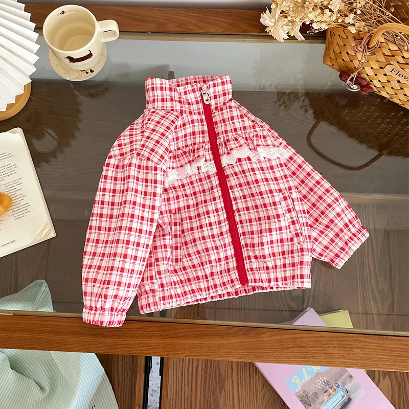 여아 아우터웨어 2026 봄 가을 신상 한국 체크무늬 방풍 가디건 캐주얼 패셔너블하고 스타일리쉬한 의류