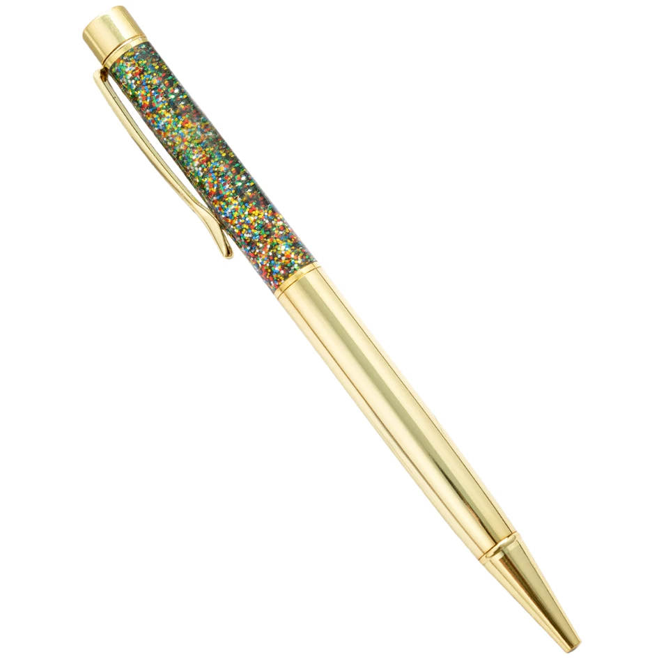 Vibrant Oil Gold Quicksand Luxury Ballpoint Pen - Premium Rotating Metal Design, 1.0mm Tip for School and Office Use