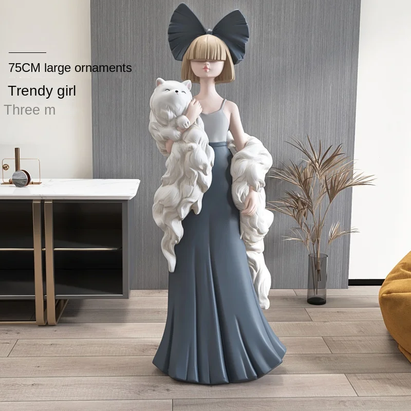 

Girls' Living Room Large Floor Ornaments TV Cabinet Next To Light Luxury High-End Home Decorations Housewarming Gifts