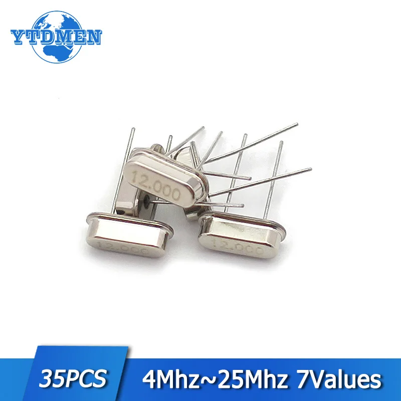 HC-49S Crystal Oscillator Electronic Kit 32.768Khz 4Mhz 8Mhz 12Mhz 16Mhz 20Mhz 25Mhz 7 Values*5pcs = 35pcs Quartz Resonator crystal oscillator quartz resonator
