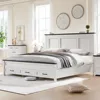 King Wood Bed Frame with 52" Tall Headboard & Footboard, Platform Bedframe with Hidden Storage Drawers, King Bed Frame 4