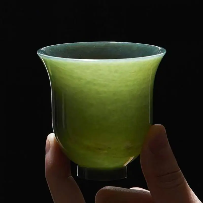 

Натуральные зеленые нефритовые чашки Gongfu, чайная посуда, подлинные китайские чашки Hetian Jades Nephrite Master, чайная церемония, семейный чайный набор