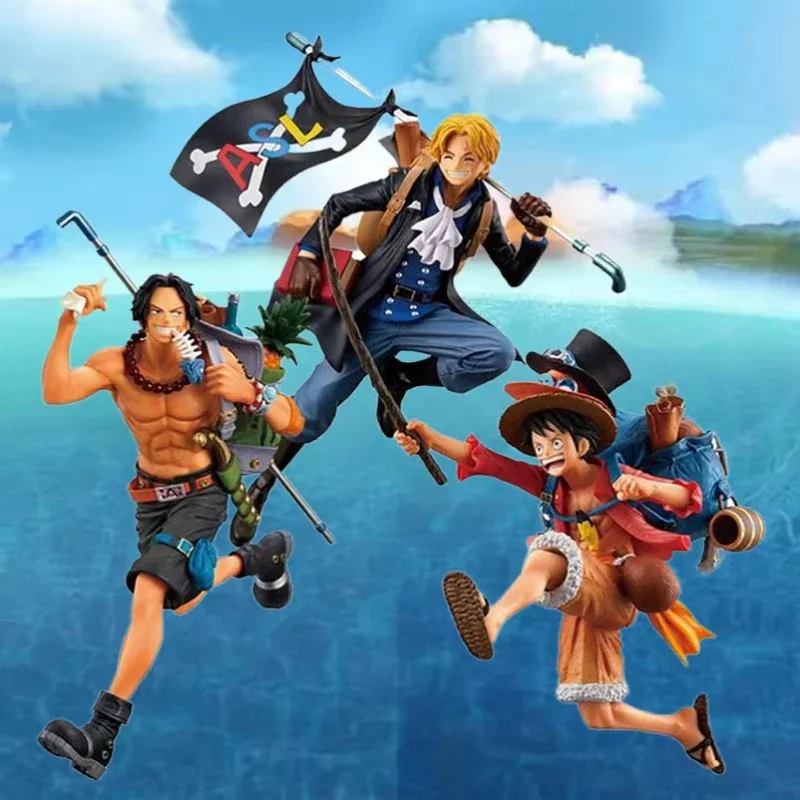 

3PCS/SET Anime One Piece Running Three Brothers Backpack Sabo Ace Luffy Figures Collectibles Car Decorations Birthday Gifts